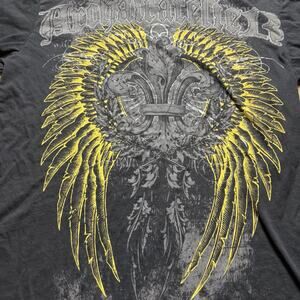Affliction Short Sleeve Cross Double Sided Men’s Medium Y2K Wings Grunge